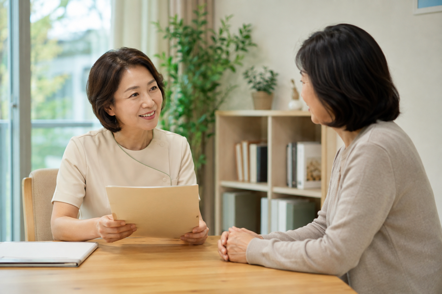 서류를 보며 상담하는 모습 (AI 생성 이미지)